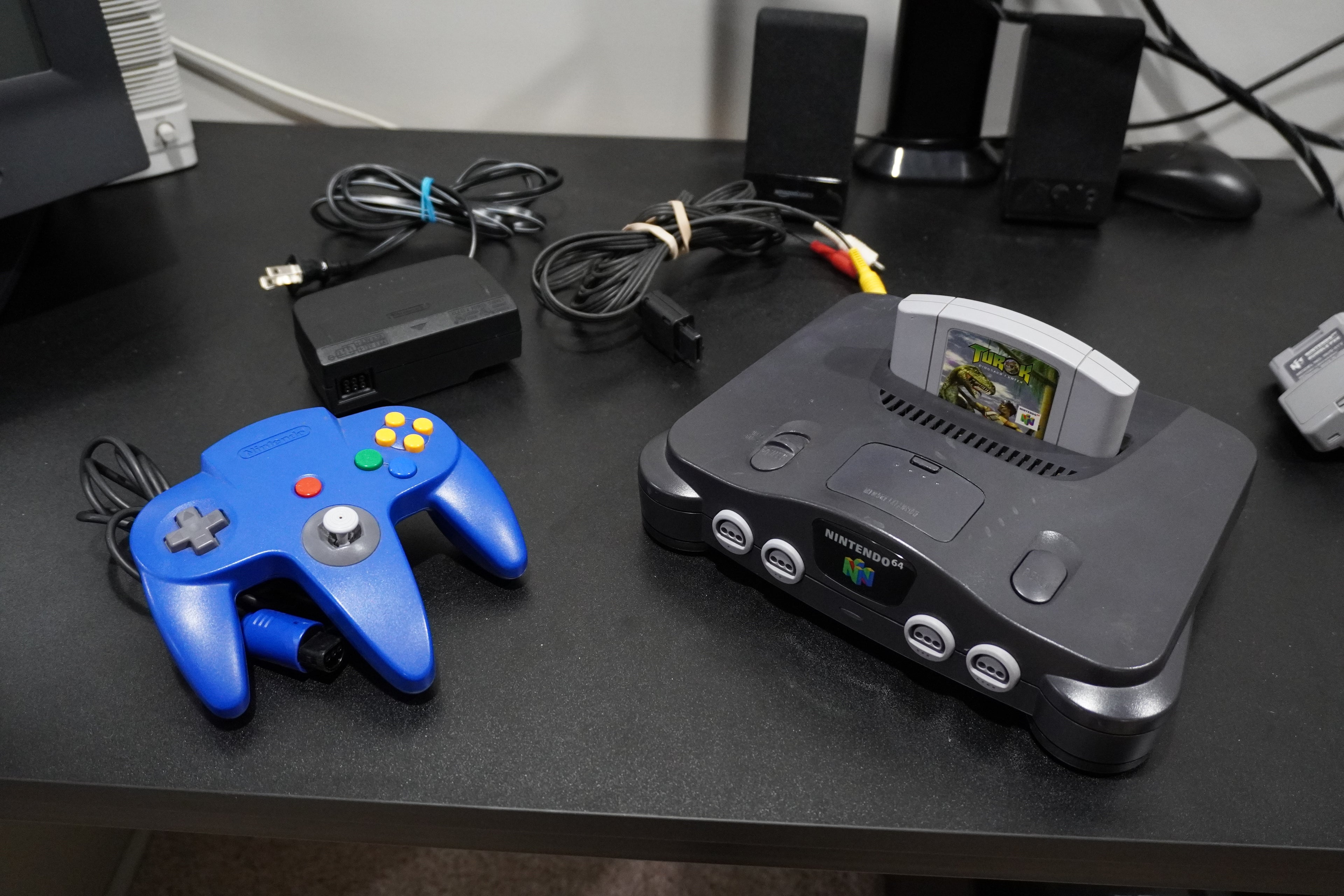 Nintendo 64 (Region Free) w/ Cables + Blue Controller